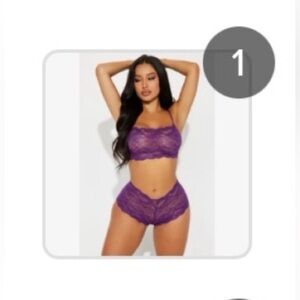 Fashion Nova Purple Lace Bralette and Shorts Set